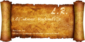 Löwbeer Radomér névjegykártya
